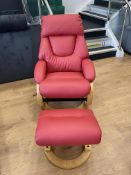 Brand New Boxed Lucia Swivel Reclining Chair And Footstool In Cherry