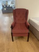 Brand New Boxed Palma Wingback Chair In Pomegranate