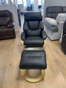 Brand New Boxed Lucia Swivel Reclining Chair And Footstool In Black