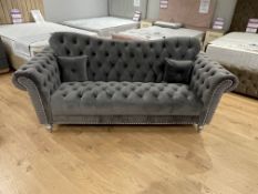 Brand New Boxed 3 Seater Dior Chesterfield Sofa In Plush Velvet