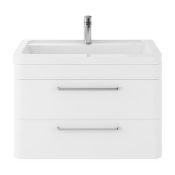 ZZ-ULT-CUR195 - Hudson Reed Solar 2 Drawer Wall Hung Vanity Unit - 800mm Wide - Pure White. ...