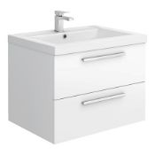 ZZ-ULT-NVQ134 - Hudson Reed 2 Drawer Wall Hung Vanity Unit - 720mm Wide - Gloss White. ...