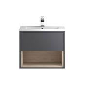 ZZ-ULT-FMC888 - Hudson Reed Coast Wall Hung Vanity Unit With Open Shelf - Gloss Grey. ...