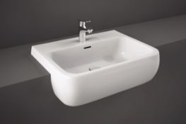 ZZ-RAK-METSRBAS2 - RAK Metropolitan Semi-Recessed Basin - 520mm Wide - 2 Tap Hole - White. ...