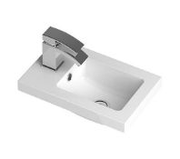 ZZ-ULT-NVX001 - Hudson Reed Minimalist Compact Basin With Overflow - 400mm Wide - 1 Tap Hole - ...