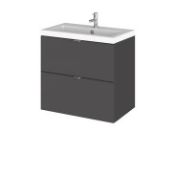 ZZ-ULT-OFF937 - Hudson Reed Fairford Fusion Gloss Grey 600mm 2 Drawer W/H Unit Only. ...
