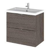 ZZ-ULT-OFF537 - Hudson Reed Fusion 600mm 2 Drawer Wall Hung Vanity Unit, Grey Avola. ...