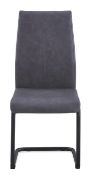 (2H) Grey Faux Leather Black Metal Frame Chair. (Fabric On Rear Loose)