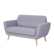 (2L) RRP £250.00. Scandi Savannah 2 Seater Sofa Grey. Wooden Frame With Solid Beech Wood Legs. (H87