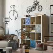 (P) Living Elements Clever Cube Storage Unit Lot. 9x Items. 3x (4x4) Cube Storage Unit Oak Finish R