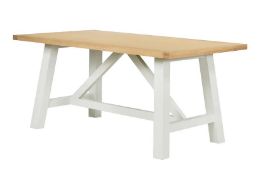 (P) RRP £395. Ashstead Dining Table Oak & Ivory. (H75x W160x D90cm)