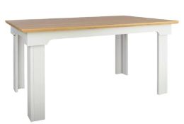 (P) RRP £190. Diva Dining Table Ivory. Ivory Finish With Oak Effect Top. Detailed Frame And Strong