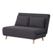 (P) RRP £250. Freya Folding 2 Seater Sofa Bed Dark Grey / Charcoal. Wooden Frame With Solid Beech W