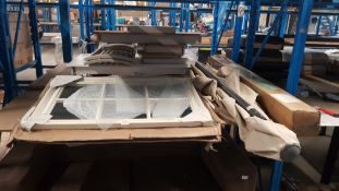 (5K) 2x Items. 1x Window Mirror Ivory (90x 60cm) – Unit Appears As New. 1x Large Parasol Natural.