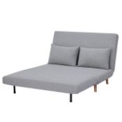 (P) RRP £250. Freya Folding 2 Seater Sofa Bed Light Grey. Wooden Frame With Solid Beech Wood Legs.