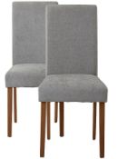 (2L) RRP £160. 2x Diva Dining Chairs Grey. Fabric Cover, Solid Rubberwood Legs. (H96x W44.5x D54.5c