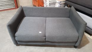 Mixed Incomplete Seating / Dining Lot. 1x 2 Seater Sofa Charcoal (1x Leg Missing). 2x Diva Oak / Wh