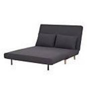 (P) RRP £250. Freya Folding 2 Seater Sofa Bed Dark Grey / Charcoal. Wooden Frame With Solid Beech W