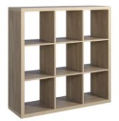 (P) RRP £65. Living Elements Clever Cube (3x3) Sanoma Oak Finish Storage Unit. (SKU: 587725) (W1110