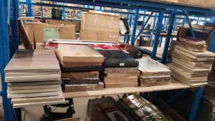 (5M) Contents Of Shelf -Approx 65x Items. Mixed Tile & Wood Effect Sample Items.