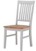 (5L) 2x Oak / Grey Wooden Dining Chairs