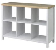 (P) RRP £70. Living Elements Clever Cube (2x3) Oak / White Matt Finish Storage Unit With Legs. (SKU