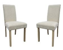 (2L) RRP £160. 2x Diva Dining Chairs Ivory. Fabric Cover, Solid Rubberwood Legs. (H96x W44.5x D54.5