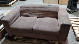 (P) 2 Seater Fabric Sofa Brown. (158x 65x 70cm)