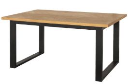 (P) RRP £250. Skelby Herringbone Oak Dining Table (SKU: 568964). (H75x W150x D90cm). Unit Is Assemb