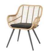 (5J) RRP £75. Apolima Steel Armchair With Rattan Effect. Unit Comes With Cushion, Legs & Fixings Pa