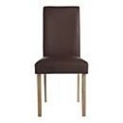 (2L) RRP £65. 2x Marcy Dining Chairs Chocolate. Faux Leather Cover, Solid Rubberwood Legs. (H96x W4