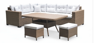 Brand New Boxed 8 Seater Corner Garden Suite and Dining Table in Brown