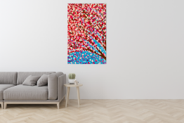 Signed original abstract painting - Sakura