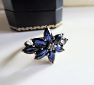 Sterling Silver 3ct Sapphire Ring New with Gift Box