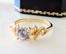 Gold on Sterling Silver Ring New with Gift Pouch.