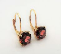 Gold on Silver 5 carat Garnet Earrings New with Gift Pouch