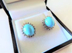 Sterling Silver Turquoise & Topaz Earrings New with Gift Pouch.
