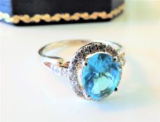 Sterling Silver 3.5 CT Topaz Ring New with Gift Pouch