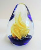 Vintage Egg Shape Spiral Art Glass Paperweight
