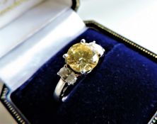 Sterling Silver Lemon Citrine & White Topaz Ring New with Gift Box
