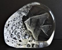 Rare Large Mats Jonasson Crystal Angel Fish Paperweight 12cm (5
