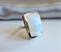 Vintage Sterling Silver Moonstone Statement Ring