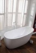 RRP £1,895. Pano Freestanding Bath Double Ended 1500 x 735mm. With Waste Kit, Chrome Click Clack Wa
