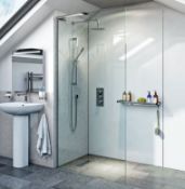 8mm Wet Room Walk In Glass Panel. 700 x 1950mm. 239799. Appears New Unused In sealed Packaging.