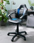 (6E) RRP £75.00. Madison Mid-back Faux Leather Racing Chair (JG585PS). (H.88-100 x W.54 x D.56cm).