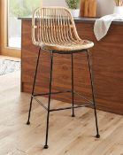 (6E) RRP £139.00. Aurora Rattan Barstool Natural (IX191PS). H.99 x W.46 x D.44cm. Seat height from