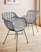 (6D) RRP £249.99. Emilio Pair of Rattan Dining Chairs Grey. H.89 x W.58 x D.65cm (IX193). Grade C