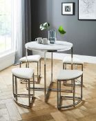 (2F) RRP £409.99. Milan Hideaway Space saving Dining set Marble / Chrome (ZU215PS). Table: H.78 x D