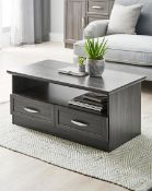 (6F) RRP £149.00. Kingston Storage Coffee Table Grey / Oak Effect (IX180). H.42.5 x W.94 x D.50cm.