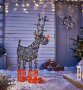 (9B) 5x Items. 1x Rudolph Rattan Effect LED Warm White Silhouette Outdoor RRP £100. 1x 6ft Inflatab